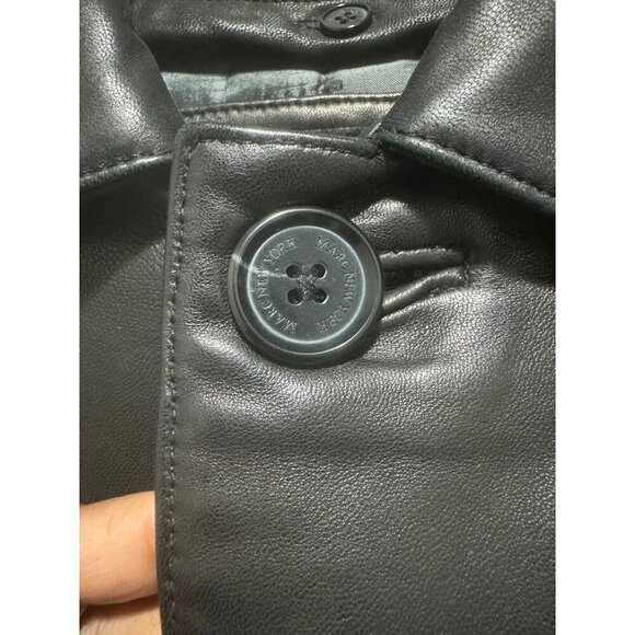 Marc New York Men's M Black Soft Leather Coat Button Closure Removable Lining - Picture 4 of 9